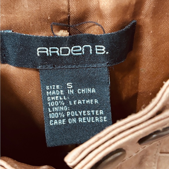 SALE ARDEN B Caramel Leather Biker Jacket Size S - Picture 5 of 12